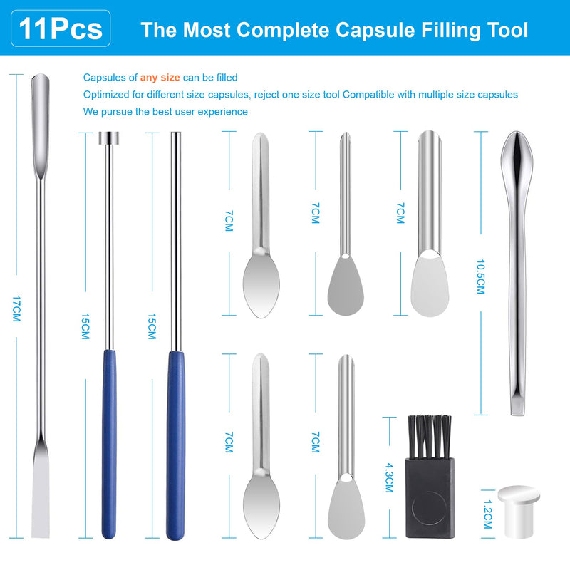Capsule Filling Machine Kit For Pill Filler - Micro Spoon Spatula Tool For Gel Capsules Quick Filling Tray With Herbal Powder Tamper Tools Sizes #00 00 0 1 2 - NewNest Australia