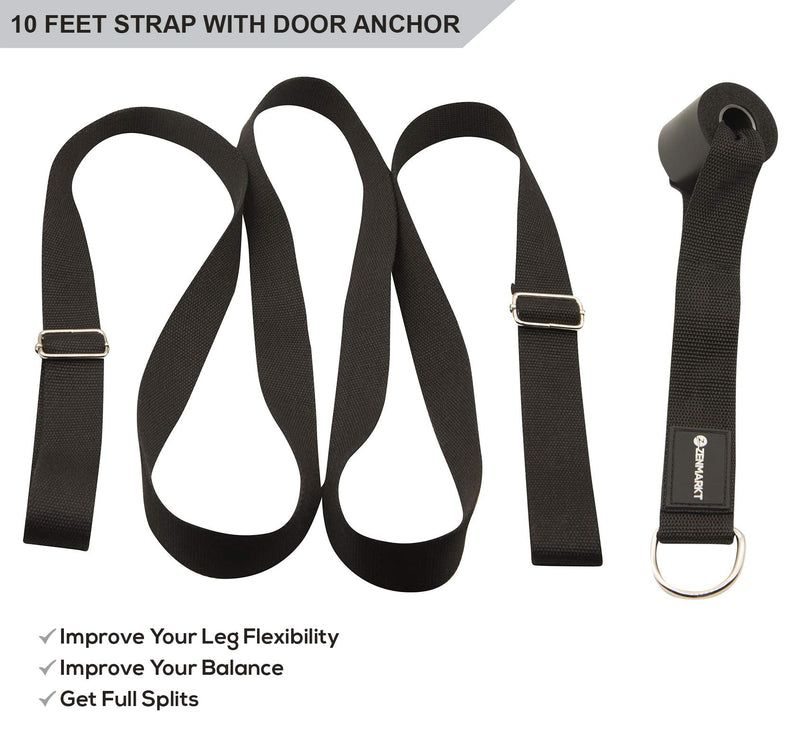 Stretch Strap with Door Anchor – Improve Leg Stretching with Door Flexibility Trainer - Perfect Home Equipment for Ballet, Dance, MMA, Taekwondo, Yoga & Gymnastics Exercises - Booklet & Box Included Black - NewNest Australia