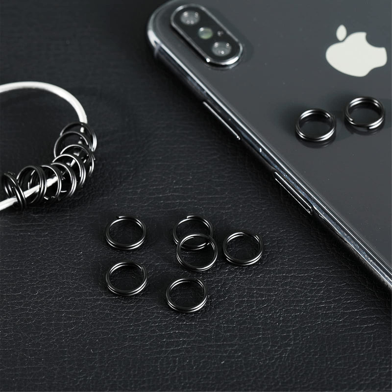 Hotop 50 Pieces Black Split Rings 10 mm Metal Round Key Rings Small Key Chain Rings for Keys Organization DIY Crafts Accessories - NewNest Australia