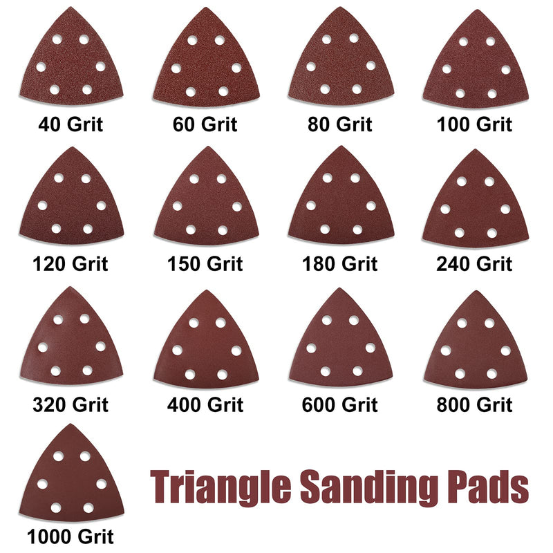 LEONTOOL 50 Pcs Triangle Sanding Pads 3.5-Inch, Hook and Loop Sanding Disc 6 Holes, Detail Sandpaper 120 Grit, Sanding Sheets Sanding Paper for Wood Metal Polishing - NewNest Australia