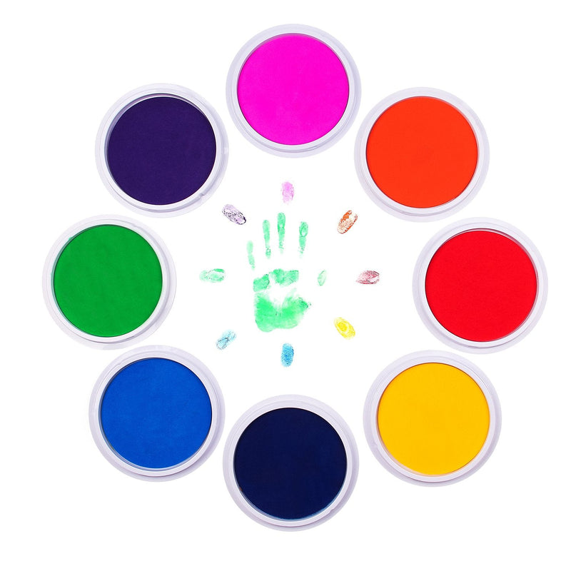 Lsushine Craft Large Ink Pad Stamps Partner DIY Color,8 Colors Rainbow Finger Ink pad for Kids (Pack of 8) 8 Color - NewNest Australia