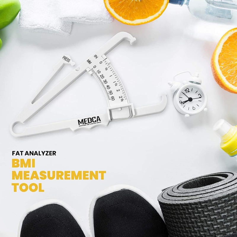 Skinfold Body Fat Caliper - Skin Fold Body Fat Analyzer and Handheld BMI Measurement Tool Skinfold Caliper Device Measures Body Fat for Men and Women by MEDca - (Pack of 2, White) - NewNest Australia