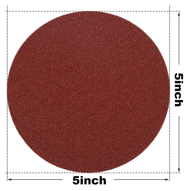 HIFROM 5 Inch Sanding Discs NO-Hole Hook and Loop 40 60 80 100 120 180 240 320 400 800 Grit Sandpaper Aluminum Oxide Random Orbital Sander Pads (100-Pack) 40 - 800 Grit(100-Pack) - NewNest Australia