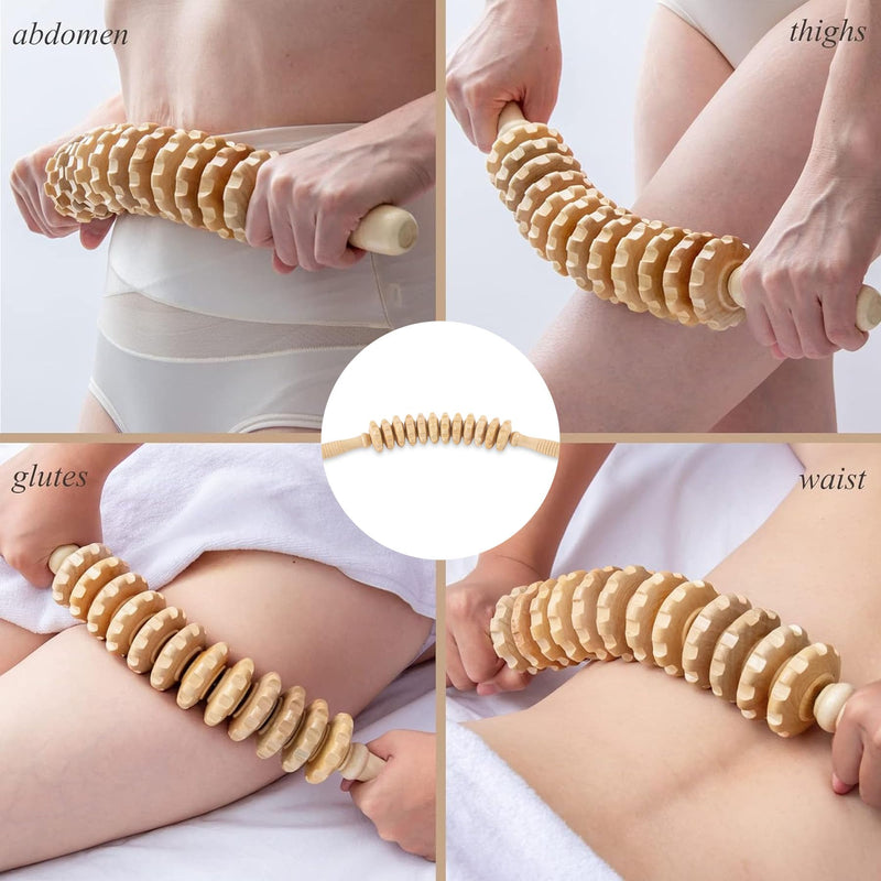 Wooden Massage Roller & Trigger Wooden Set, Massage Roller With Handle, Massage Sticks Trigger Point, Back Massagers Wood, Hand Massager Massage Aid For Legs Shoulders, Wood Therapy Massage Tools - NewNest Australia