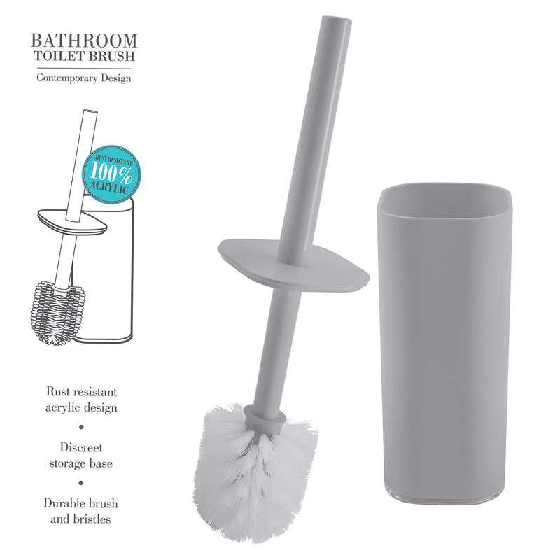 Bath Bliss Contemporary Acrylic Toilet Brush Set, Rust Resistant, Heavy Duty Bristles, White - NewNest Australia