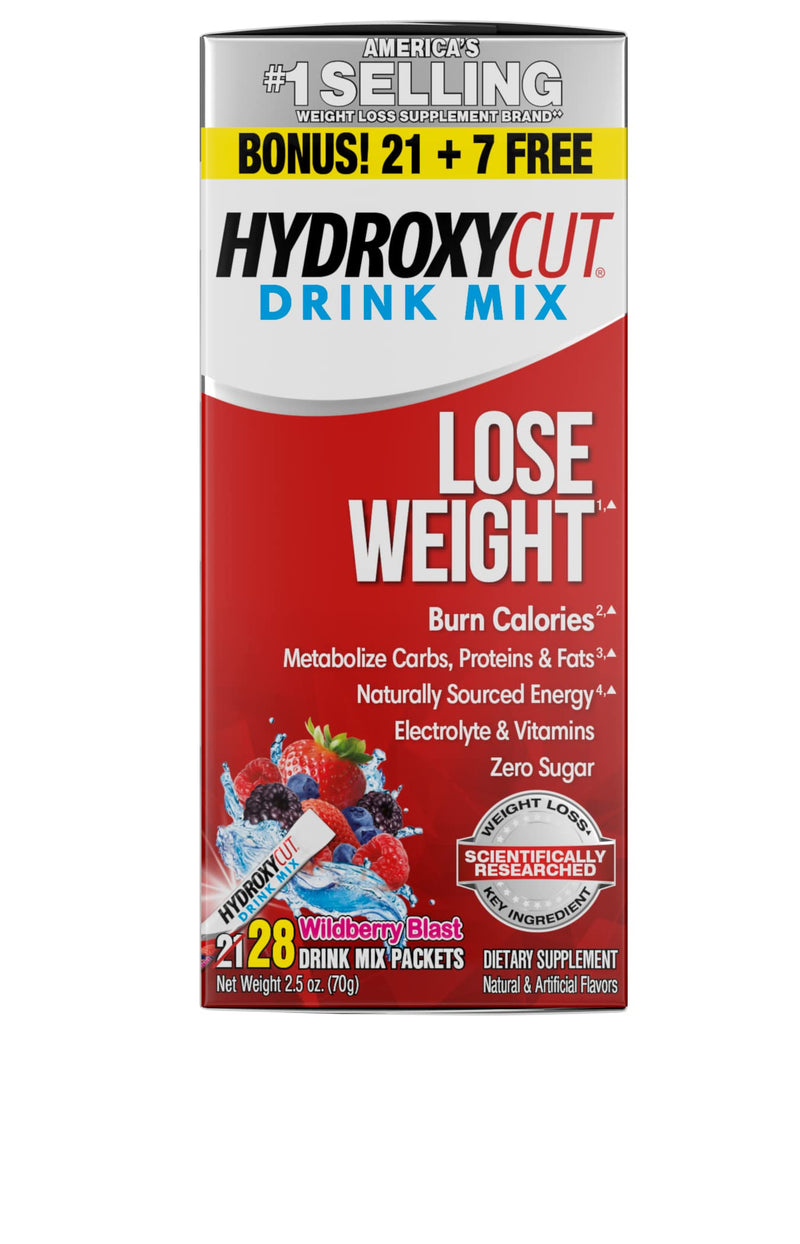Weight Loss Drink Mix | Hydroxycut Lose Weight Drink Mix | Weight Loss for Women & Men | Weight Loss Supplement | Energy Drink Powder | Metabolism Booster for Weight Loss | Wildberry Blast, 28 Packets 28 Count (Pack of 1) - NewNest Australia