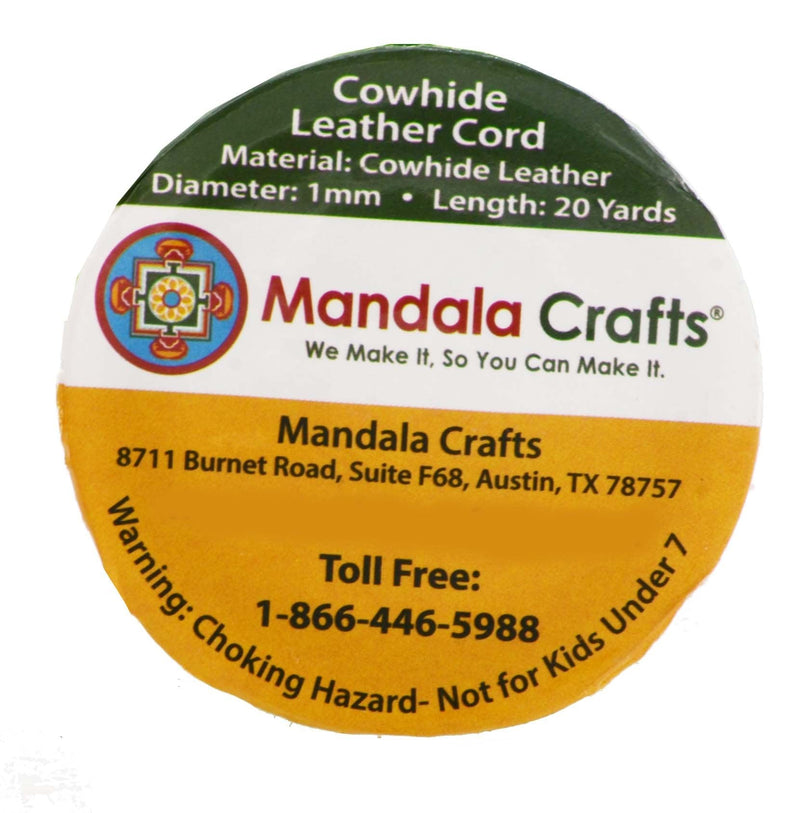 Mandala Crafts Round Cowhide Genuine Leather String Cord, Natural Rawhide Rope for Jewelry Making, Kumihimo Braiding, Shoelaces (1mm, White) 1mm - NewNest Australia