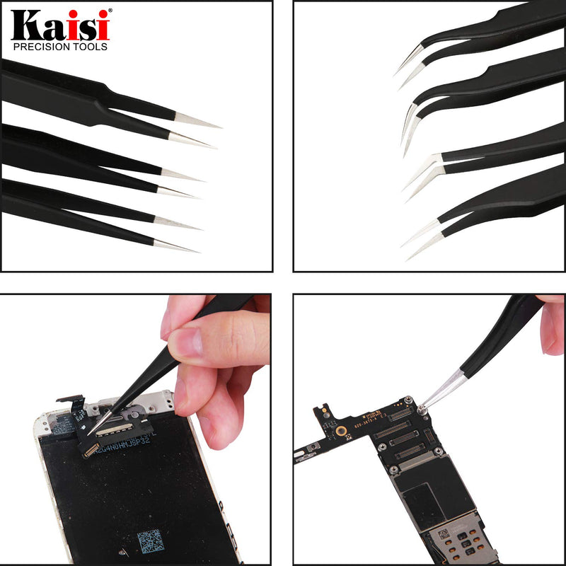 Kaisi 14 PCS Precision Tweezers Set Anti-Static ESD Tweezers Kit with 13 Precision Non-Magnetic Stainless Steel Tweezers With tweezers storage bag - NewNest Australia