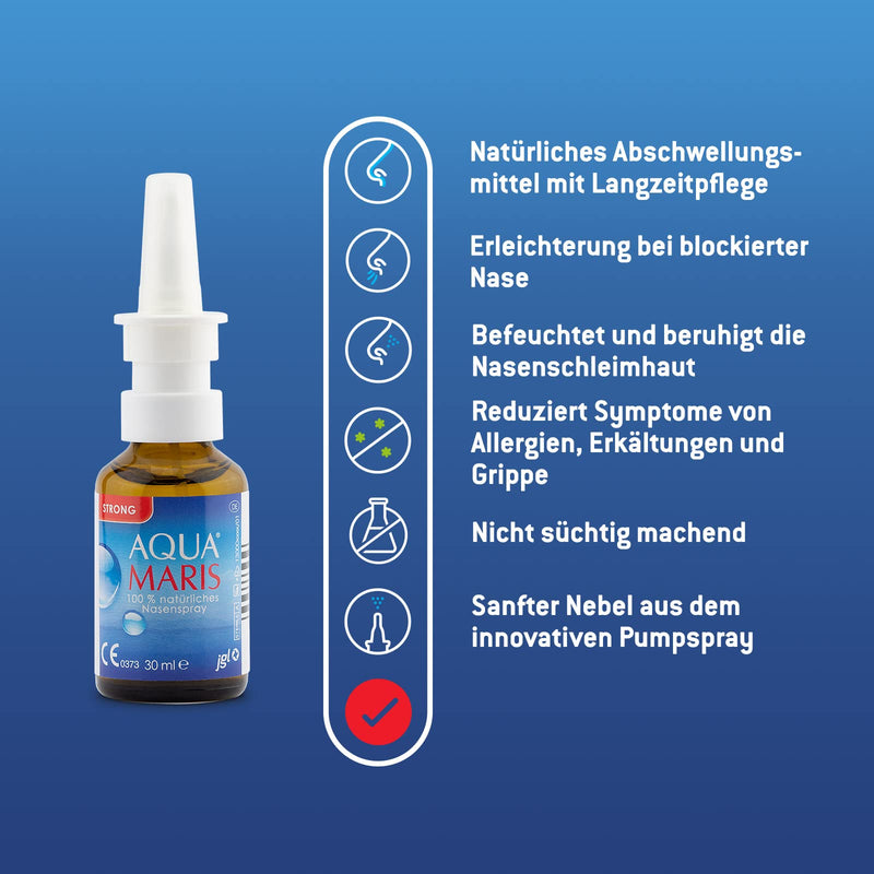 Aqua Maris Strong 30 ml, 100% natural sea water decongestant nasal spray I relief from stuffy nose I adults, children, pregnant women and breastfeeding mothers - NewNest Australia