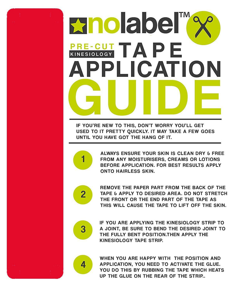 NO LABEL Red Pre Cut Kinesiology Tape - 5m Roll Pre-Cut Red Body Tape - Red Sports Tape - Red Medical Tape - Red Physio Tape - Red Muscle Tape For Muscle Recovery - Free PDF Ebook Taping Guide 1 x Roll - NewNest Australia