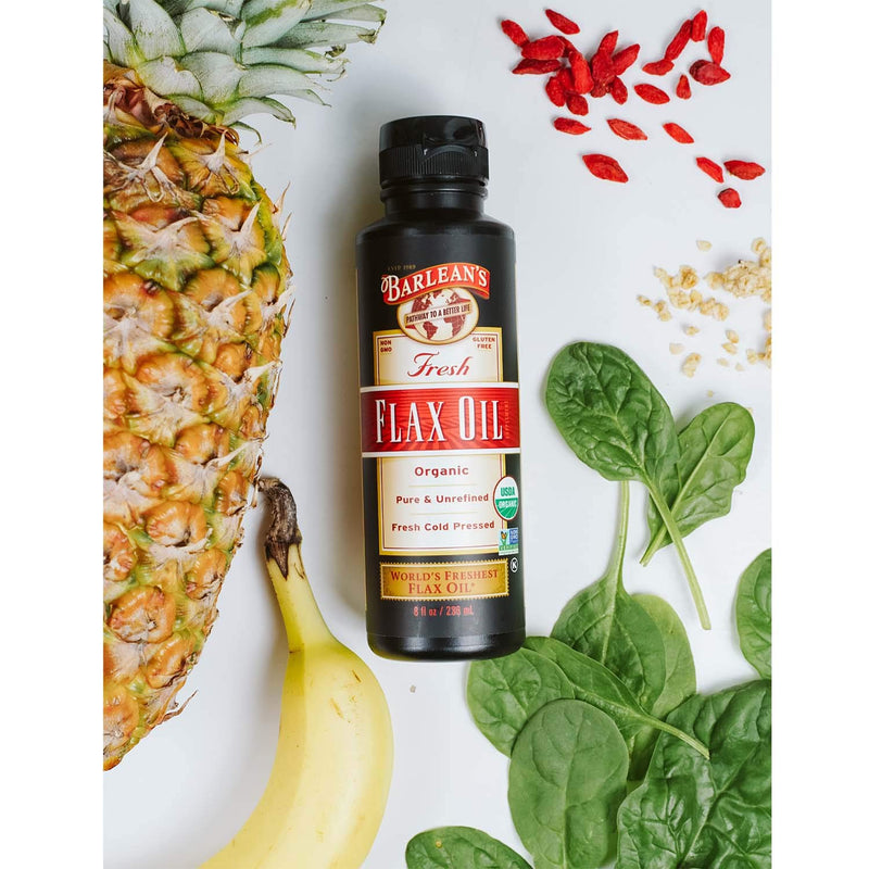 Barlean's Fresh Flaxseed Oil from Cold Pressed Flax Seeds - 7,640mg ALA Omega 3 Fatty Acids for Improving Heart Health - Vegan, USDA Organic, Non-GMO, Gluten Free - 16-Ounce 16 Fl Oz (Pack of 1) - NewNest Australia