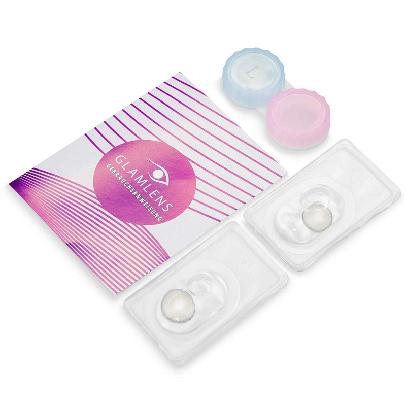Glamlens Silicone Comfort Contact Lenses Very Strong Opaque And Natural Gray Color 'Elly Gray' + Container - 1 Pair (2 Pieces) - Dia 14 Mm - No Prescription 0.00 - NewNest Australia