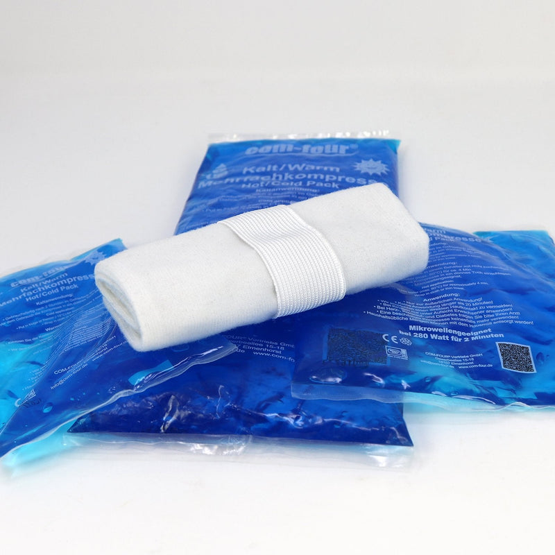 com-four® 3X premium reusable fleece cover for cold & warm multiple gel compress | Gel cooling pack protective cover with elastic band for protection and a secure hold 03 pieces - NewNest Australia