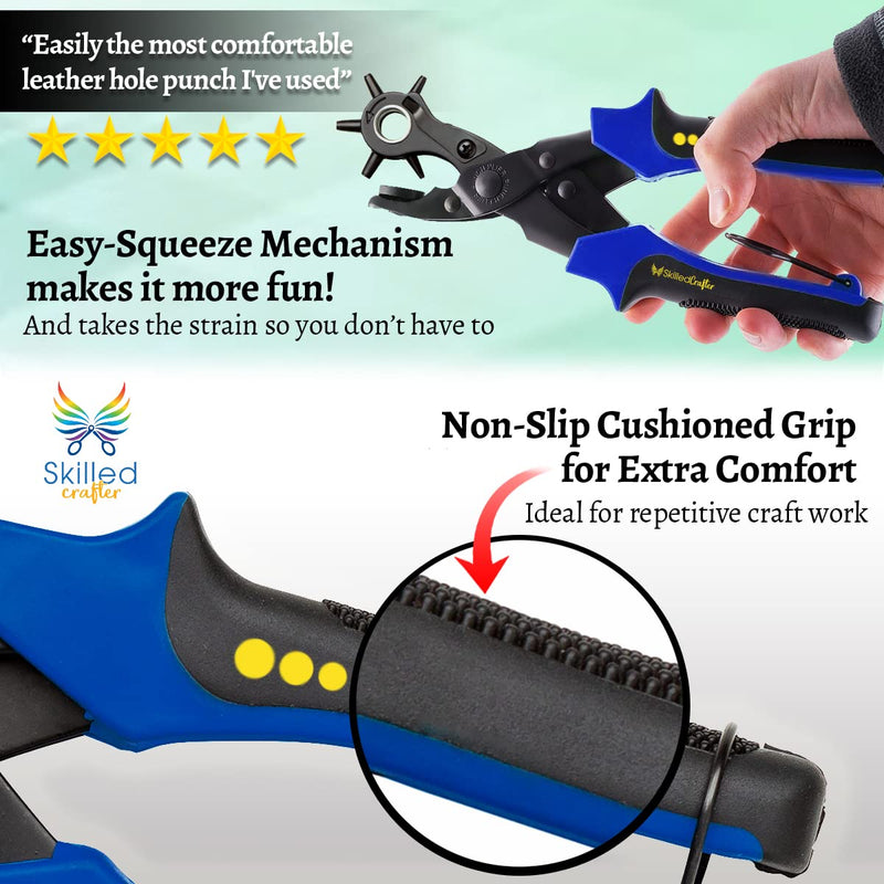 Leather Hole Punch & Belt Hole Puncher Easily Punches Perfect Round Holes. Bonus Ruler & Awl Tool. Leather Punch Tool for Watch or Bag Strap, Fabric, Eyelet - Precision Crafting & Professional Results 1 Pack - NewNest Australia