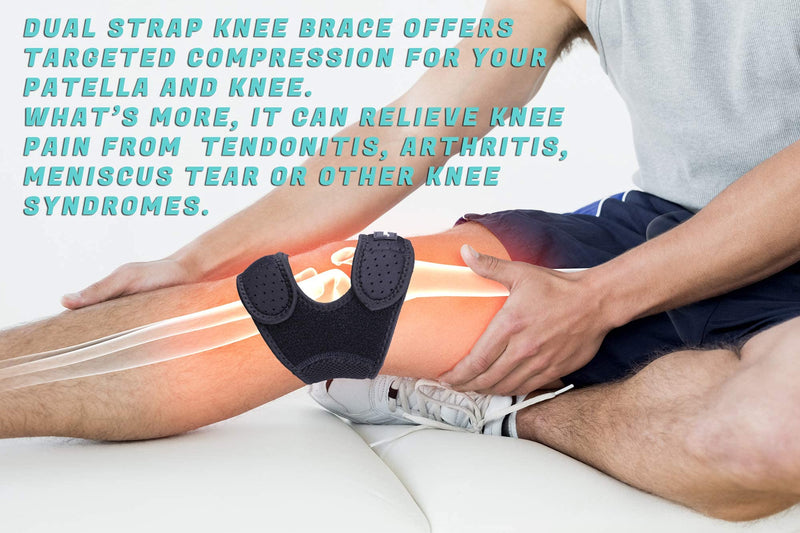 Thx4COPPER Compression Dual Patella Knee Brace for Pain Relief, Adjustable Knee Strap Support for Running, Jumper, Gym Exercise, Arthritis, Tendonitis, Injury Recovery, Joints and Muscles-XXL XXL - NewNest Australia