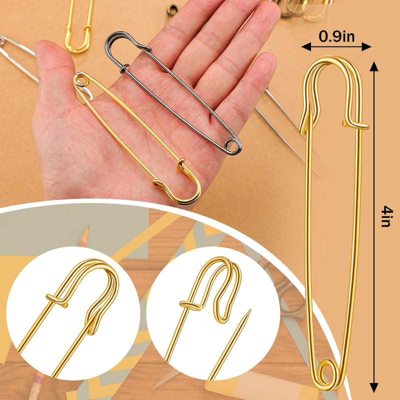 20 Pieces 4 Inch Large Heavy Duty Safety Pins for Clothes Extra Safety Pins Stainless Steel Gold Safety Pins Assorted for Blankets Mattress Covers Backpacks for Sewing Quilting Blankets Upholstery - NewNest Australia