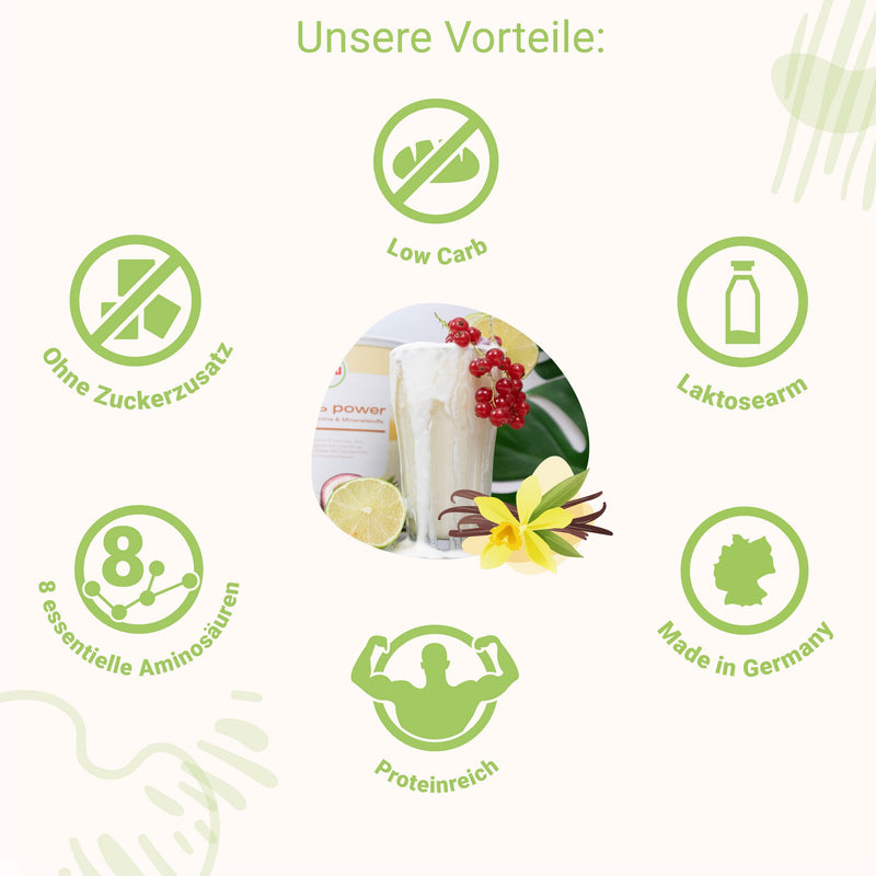 Power Protein According To Dr. Strunz With Free Shaker I Highly Soluble, Creamy Multi-Component Protein: Whey, Soy, Milk, Chicken Egg Protein + L-Carnitine Vitamins Minerals I Cs 156 (Vanilla) - NewNest Australia