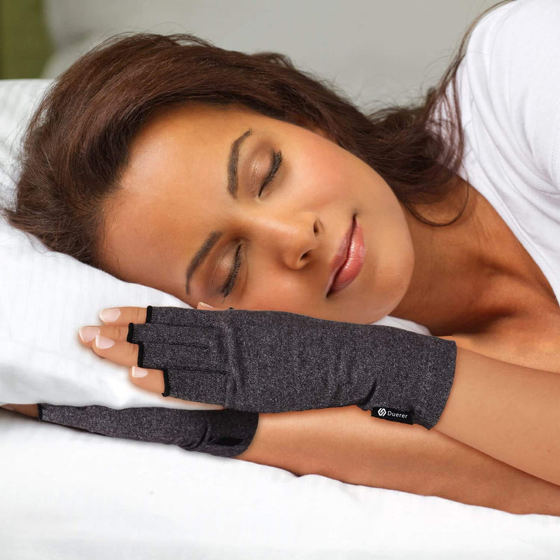 Duerer Arthritis Compression Gloves Women Men for RSI, Carpal Tunnel, Rheumatiod, Tendonitis, Fingerless Gloves for Computer Typing and Dailywork (Black, S) Small (1 Pair) Black - NewNest Australia