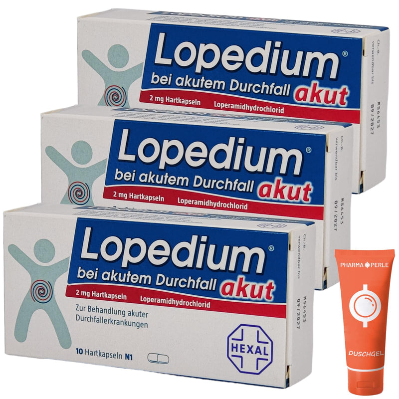 LOPEDIUM acute 3x 10 capsules economy set I quick help against acute diarrhea I reliably stops diarrhea I with give-away from Pharma Perle - NewNest Australia