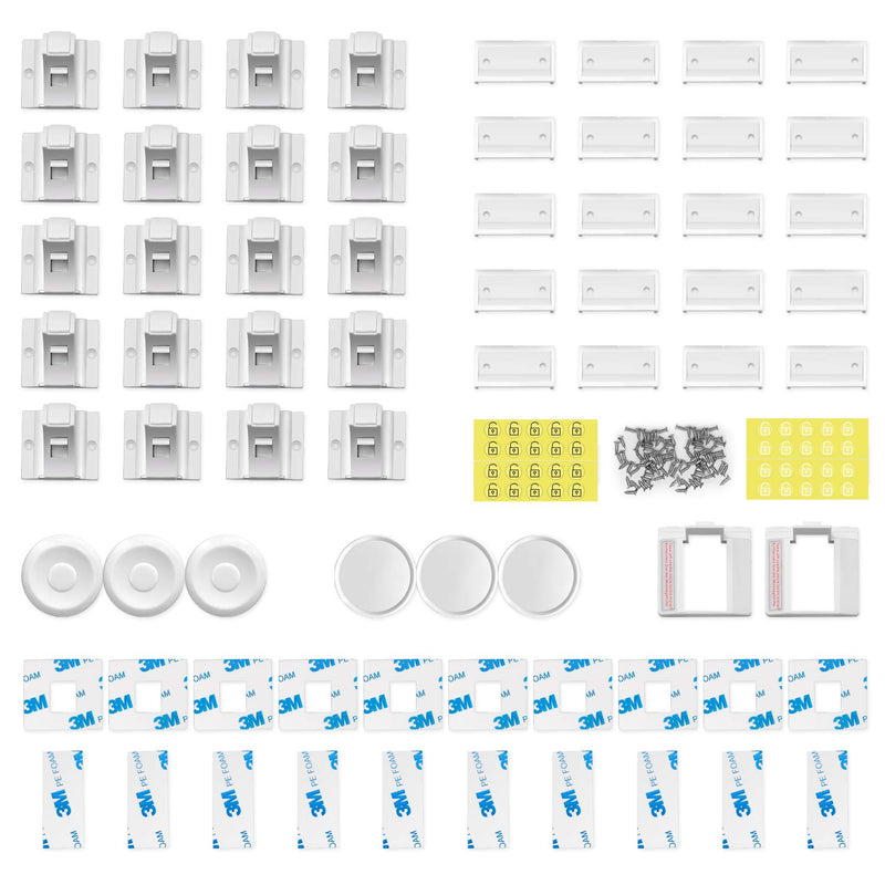 Child Safety Magnetic Cabinet Locks(20 Locks + 3 Keys), Baby Proof, No Tools Or Screws Needed - Norjews 145 Count (Pack of 1) White - NewNest Australia