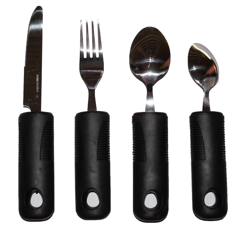 4pcs Easy Grip Cutlery Set. Extra Wide Handles, Ideal Dining aid for The Disabled, Elderly and sufferers of Arthritis, weakened Grip, Tremors or Parkinson's Disease - NewNest Australia