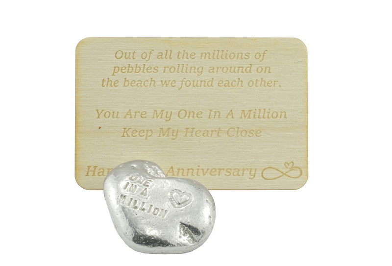 NewNest Australia - 10th Your My One in A Million Gift - 10th Anniversary Metal Heart Pebble Gift -Keep My Heart Close 