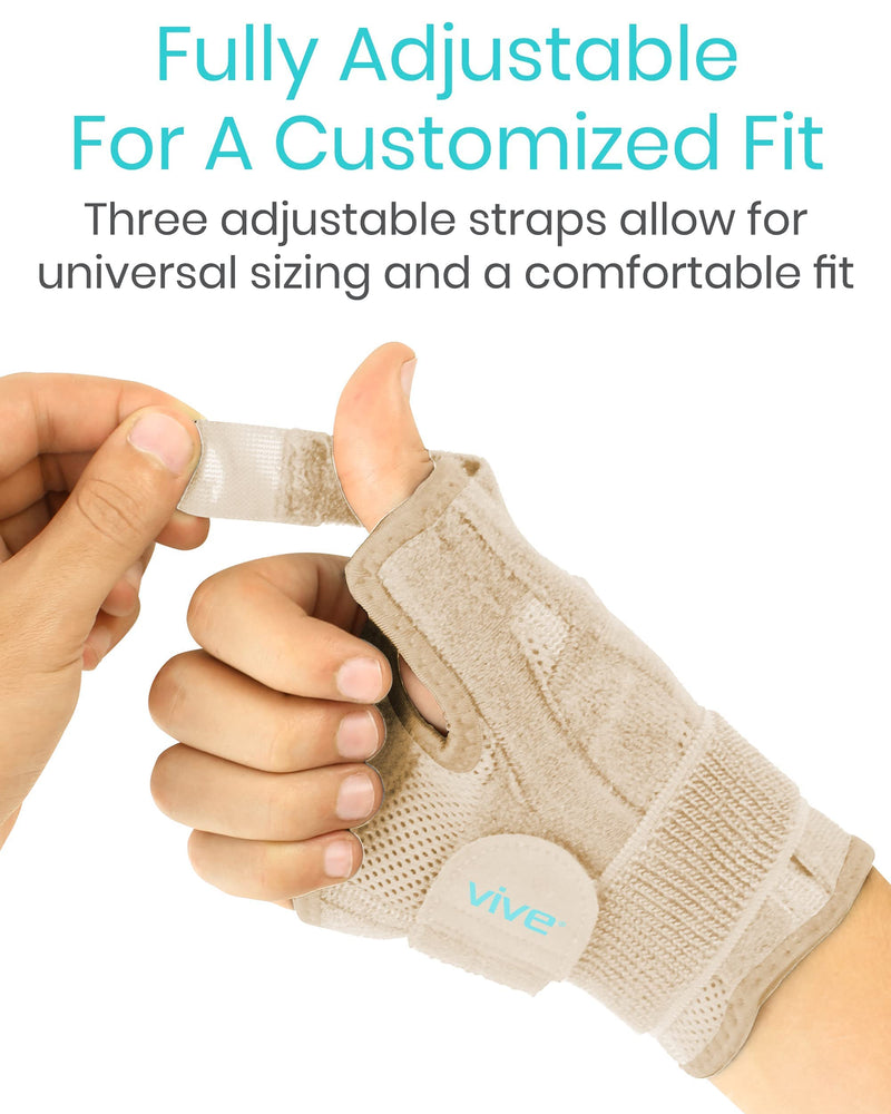 Vive Arthritis Thumb Splint - Spica Support Brace for Right and Left Hand - CMC Osteoarthritis Restriction for Pain, Sprains, Strains, Carpal Tunnel & Trigger Finger - Immobilizer Wrist Strap Beige - NewNest Australia