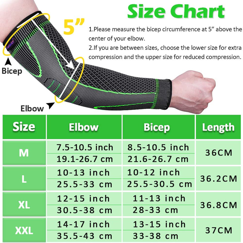beister Elbow Braces Compression Arm Sleeves for Men & Women (1 Pair), Non-Slip Breathable Arm Support for Tendonitis, Tennis Elbow, Golf Elbow, Arthritis, Weightlifting, Workouts Green L - NewNest Australia