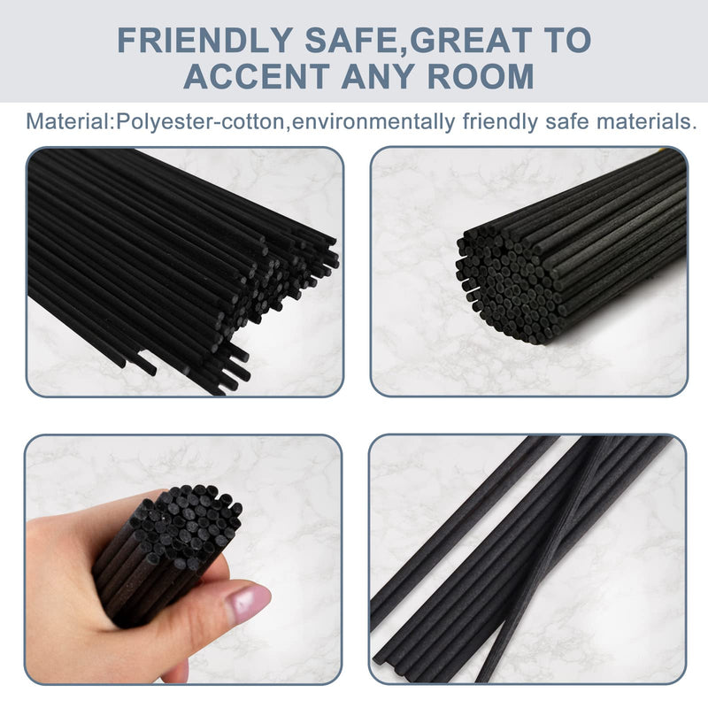 HOSSIAN 50pcs Black Fibre Reed Thick Diffuser Sticks for Diffuser Oils Fragrance Refill - Fibre Reeds for Diffusers(Black7.5/19cm) Black7.5"/19cm - NewNest Australia