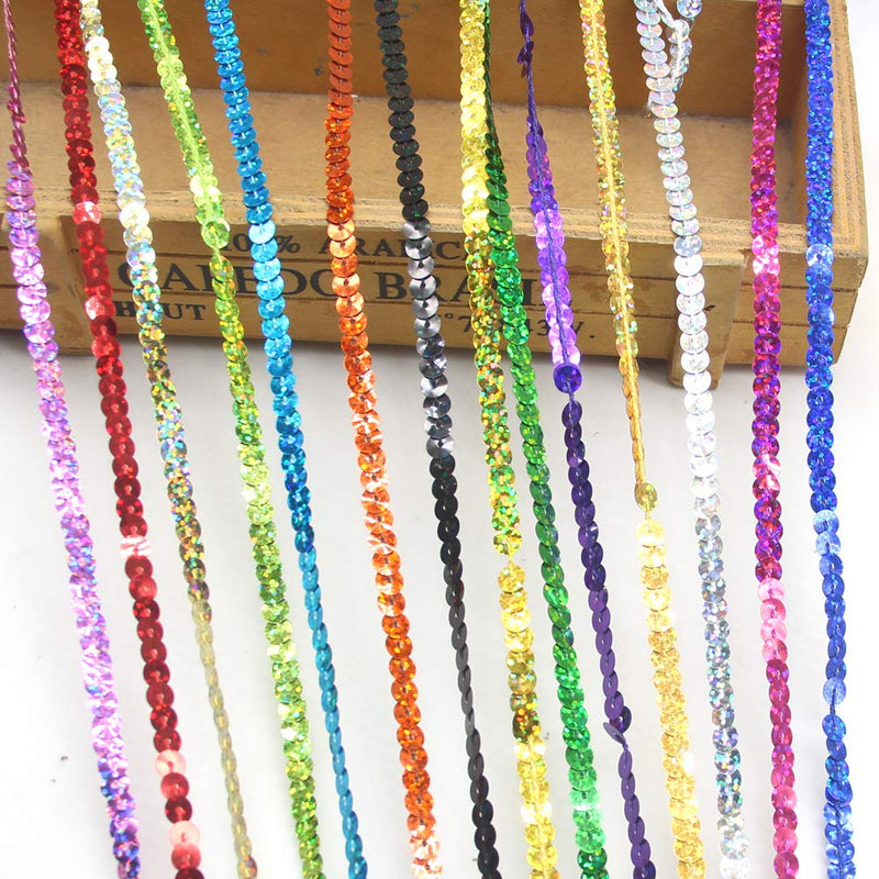Laser Sequins 6mm Wide 140 Yard Mixed 14 Color,Handmade Crafts Environmental Flat Sequin Strip Trim on Strings for Crafts, Fringe, and Sewing - NewNest Australia