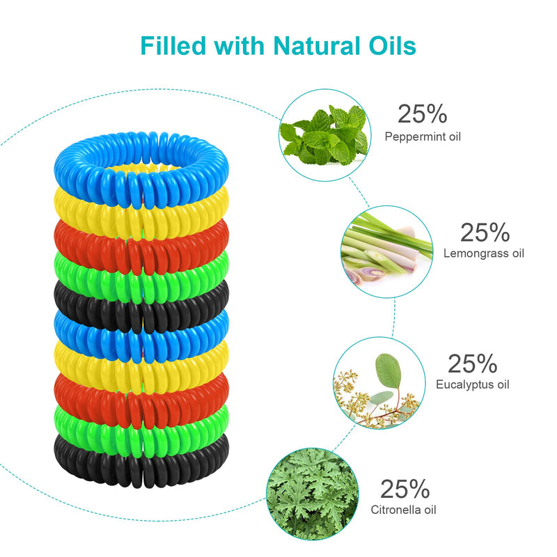 OSDUE 12 Pack Mosquito Repellent Bracelet, Waterproof Anti-Mosquito Wristbands, Adjustable Leather & EVA, DEET-Free Natural Wristbands for Adults, Kids & Babies, 300 Hour Insect Repellent Protection Solid Color (Eva) - NewNest Australia