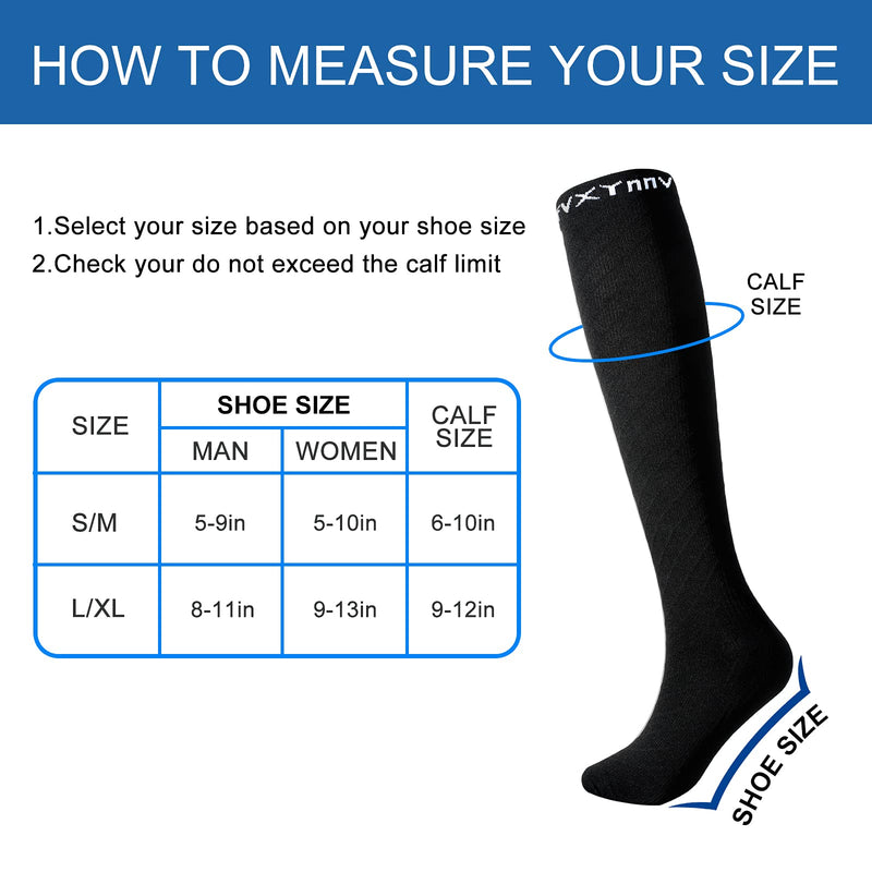 FVXYnnv 3 Pairs of Compression Stockings Women Men Black Compression Socks 20-30 mmHg Support Stockings Running Socks for Sports Flight Travel Cycling - NewNest Australia