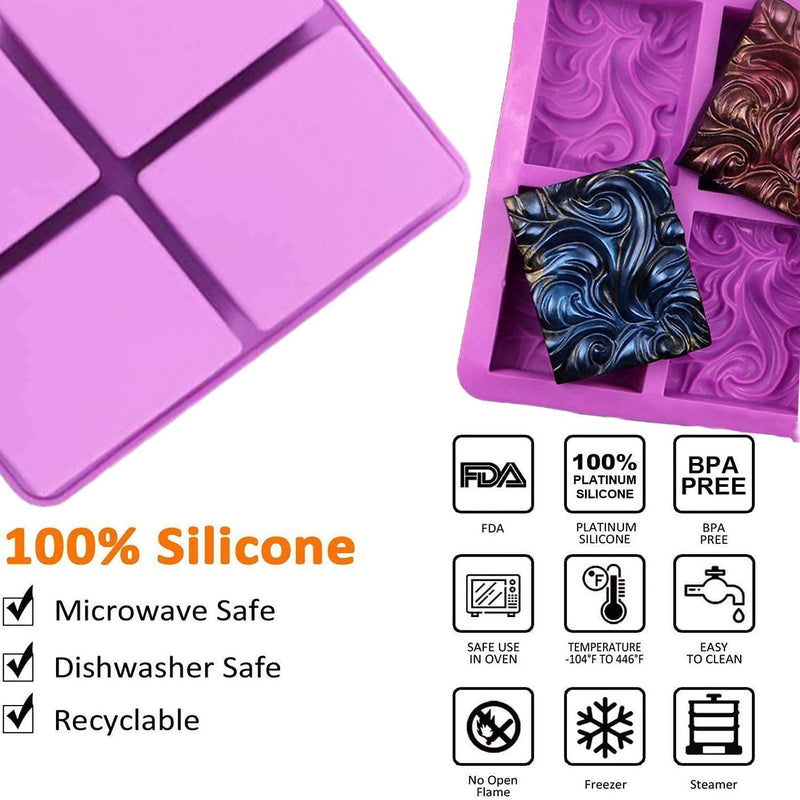 Yancorp 3 Pack Silicone Soap Molds 6 Cavities Silicone Soap Mold Rectangle Oval and Flower Shapes Soap Molds for Soap Making Handmade Cake Chocolate Biscuit Pudding Jelly Ice Cube Tray - NewNest Australia