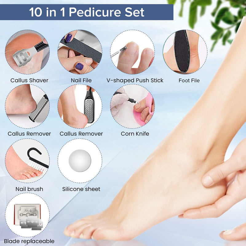 Electric Callus Remover, Banral Foot File, Electric Rechargeable, 10 In 1 Foot Care Pedicure Set, Dead Skin Remover For Feet, Foot File Electric With 3 Rollers, 2 Speeds - NewNest Australia