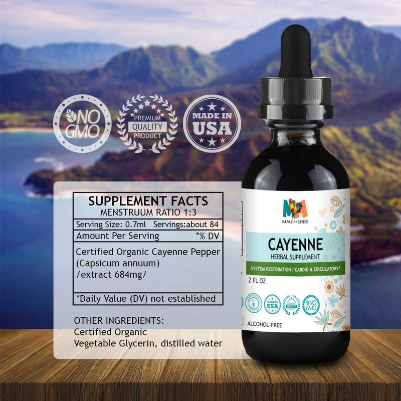 Cayenne Tincture - Organic 90K HU Capsicum Annuum Liquid Supplement - Metabolism, Digestive Function, Joint & Nerve Health, Cleanse Support - Vegan, Non-Alcohol Pepper Extract - 2 fl. Oz (2 FL OZ) 2 Fl Oz (Pack of 1) - NewNest Australia