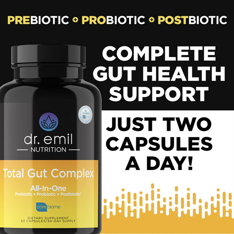 Dr. Emil Nutrition Total Gut Complex - Pre + Pro + Postbiotic Gut Health Nutritional Supplement for Women and Men - NewNest Australia