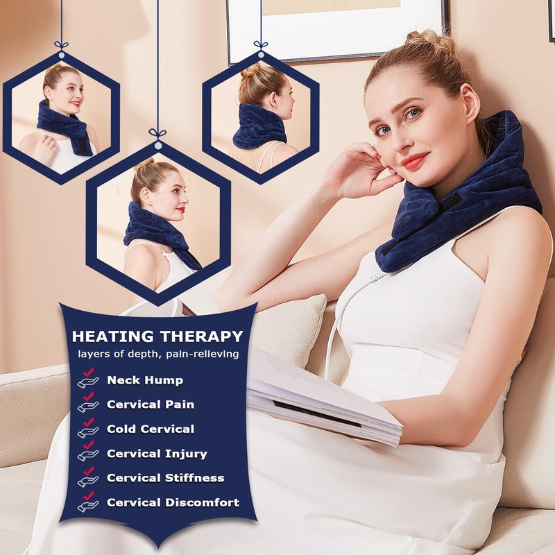 JOBYNA Heating Pad for Neck, Neck Warmer Electric, 5s Fast Heating 30-70℃ & 10-90 Minutes Adjustable Physiotherapy Neck Heating Pad, Flannel Material Washable (19 * 74cm) Heating Pad for Neck 19*74 - NewNest Australia