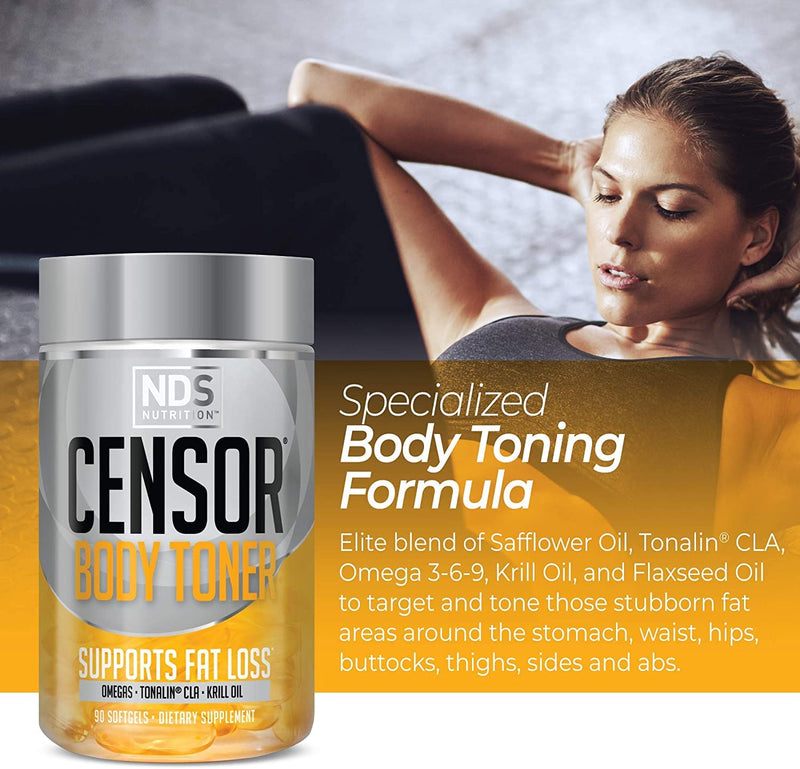 NDS Nutrition Censor - Fat Loss and Body Toner with CLA, Fish Oil, Safflower and Omega 3-6-9 Blend - Dietary Supplement for Improved Energy and Health (90 Softgels) 90 Count (Pack of 1) - NewNest Australia