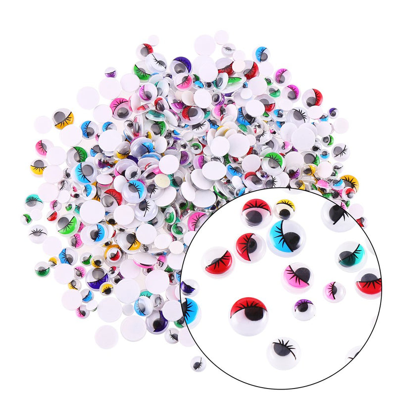 CCINEE 500 Pieces 6-12 mm Wiggle Eyes Multi Color Google Eyes with Self Adhesive Eyelash Googly Eyes for Craft Making - NewNest Australia