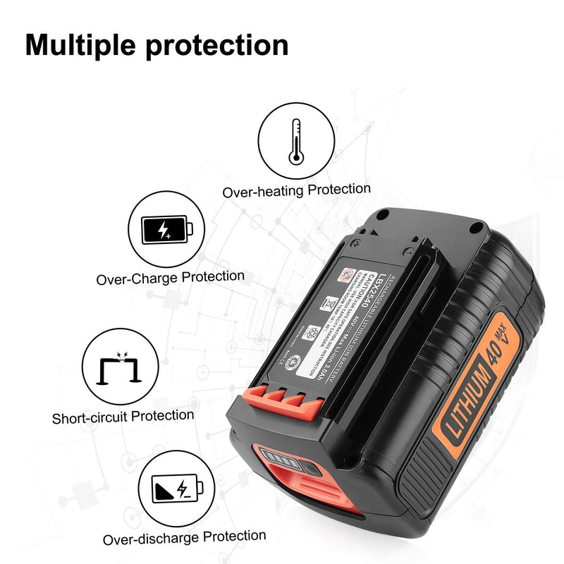 Yabelle Upgraded 3000mAh Black and Decker 40V Lithium Battery Replacement for Black and Decker 40V Battery LBX2040 LBXR36 LBXR2036 LST540 LCS1240 LBX1540 LST136W 40 Volt Black and Decker Battery - NewNest Australia