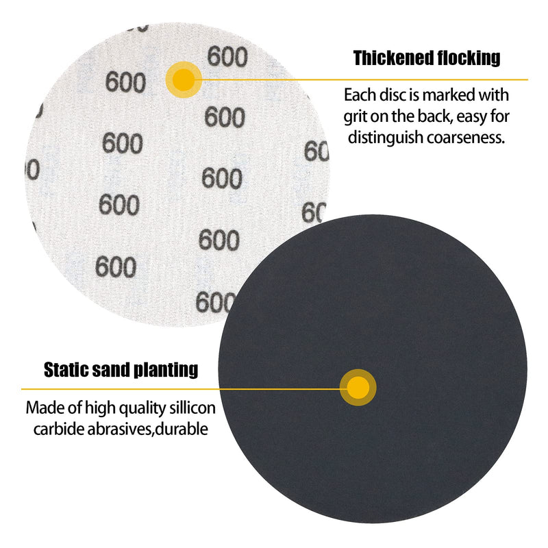 VIBRATITE 6 Inch Sanding Discs-30 Packs Hook and Loop Wet Dry Sandpaper 600 Grit Random Orbital Sander for Automotive Wood Metal Plastic Sanding Polishing - NewNest Australia
