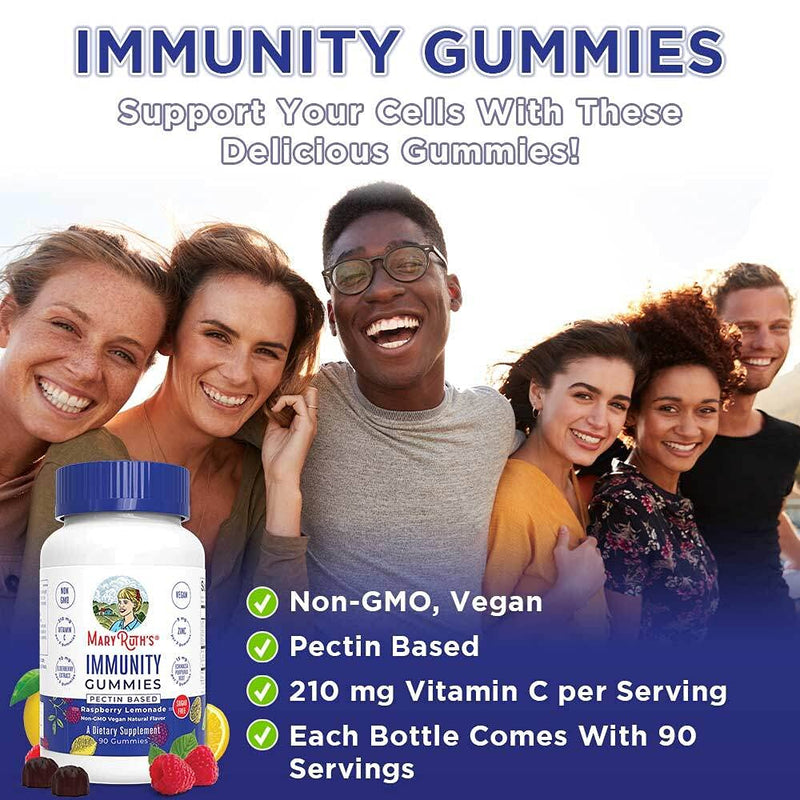 Immunity Gummies 5-in-1 by MaryRuth's (Raspberry Lemonade) | Powerful Blend of Zinc, Elderberry, Vitamin C, Vitamin D, and Echinacea for Kids & Adults | Vegan, Non-GMO, Gluten Free | 90ct 1 - NewNest Australia