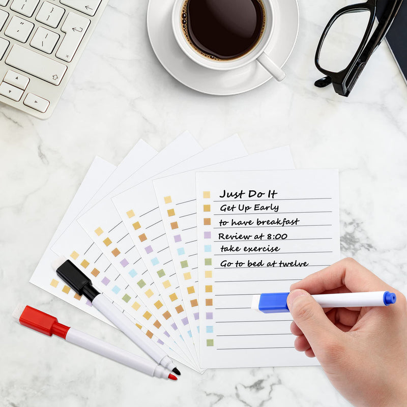 Mornajina 6Pcs Dry Erase to Do List 5x7 inch, Whiteboard Stickers for Wall with 3 Markers, Reusable Lined Stickies Planner to Do List, Suitable for Wall, Fridge, Mirror, Desk, Glass - NewNest Australia