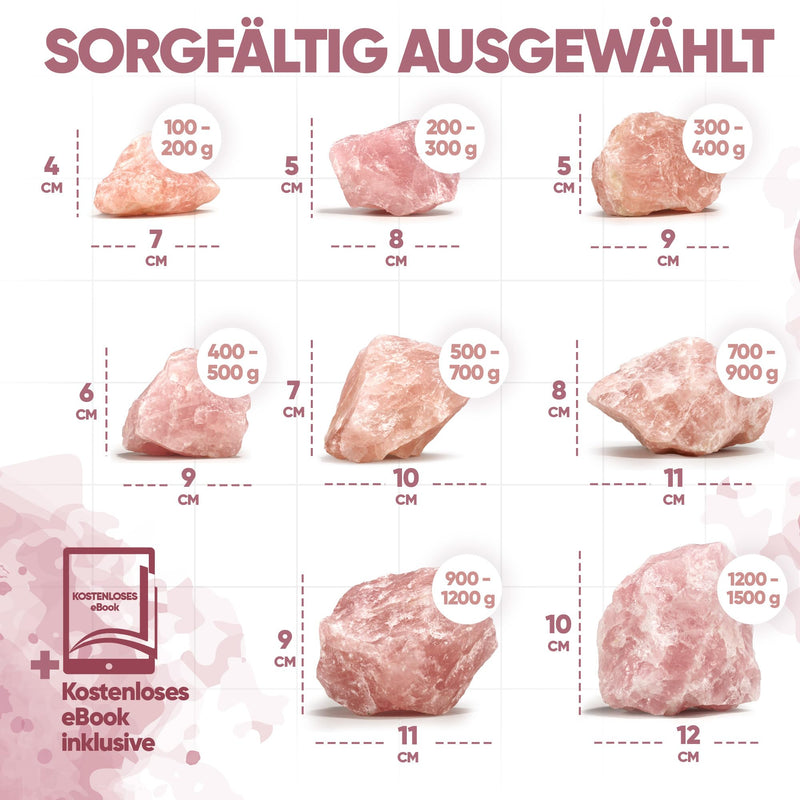 PURAJA rose quartz natural stone | Premium raw stone for use as a computer stone, water stone, healing stone, lucky stone or decoration 100 - 200 g - NewNest Australia