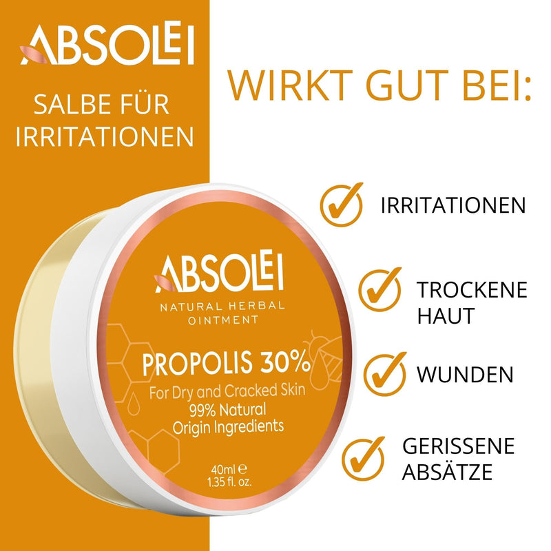 Absolei Propolis Ointment, natural ointment for skin irritations, dry and cracked skin with 30% propolis, 40 ml - NewNest Australia