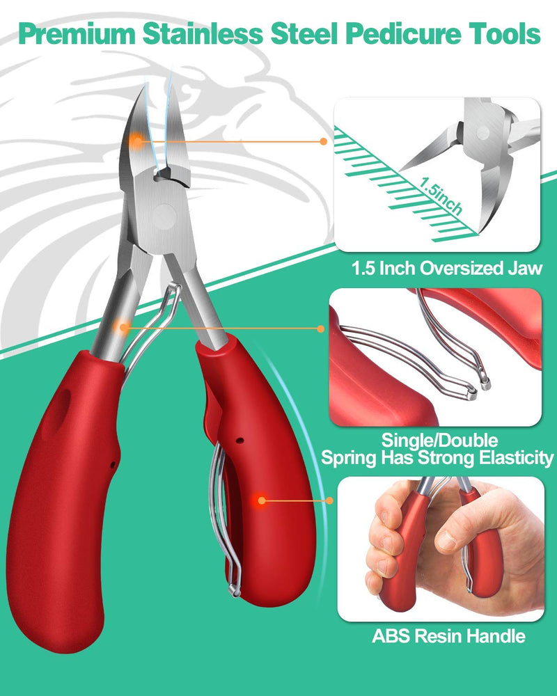 Podiatrist Toenail Clippers, Super Sharp Nail Clippers for Thick & Ingrown Hard Toenail Fingernail. Stainless Steel Pedicure Clippers Toenail Cutters. Professional Pedicure Tool for Men Women Senior Red + Silver - NewNest Australia