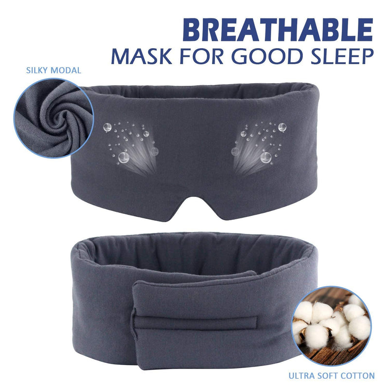 Mavogel Sleep Mask - Skin Friendly Modal Material & Light Blocking Sleeping Mask for Home/Flight/Shift Work, 100% Handmade, Fully Adjustable Strap, Full Eye Covers for Women/Men Sleeping Dark Grey - NewNest Australia