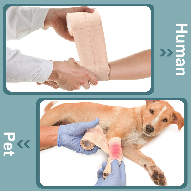 2 Rolls Adhesive Elastic Tape Bandage Tape Wrap Flexible Stretch Bandages for Sports Ankle, Knee and Wrist Sprains(Beige,4 Inch Wide) Beige 4 Inch Wide - NewNest Australia