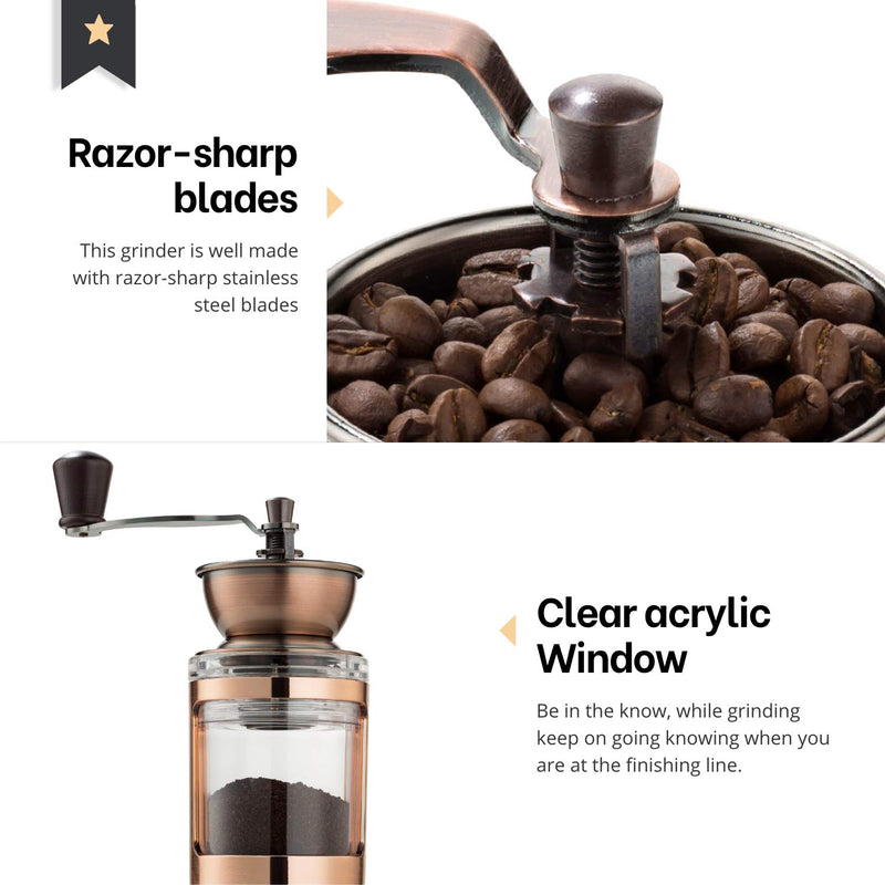 NewNest Australia - MITBAK Manual Coffee Grinder With Adjustable Settings| Sleek Hand Coffee Bean Burr Mill Great for French Press, Turkish, Espresso & More | Premium Coffee Gadgets are an Excellent Coffee Lover Gift Idea 