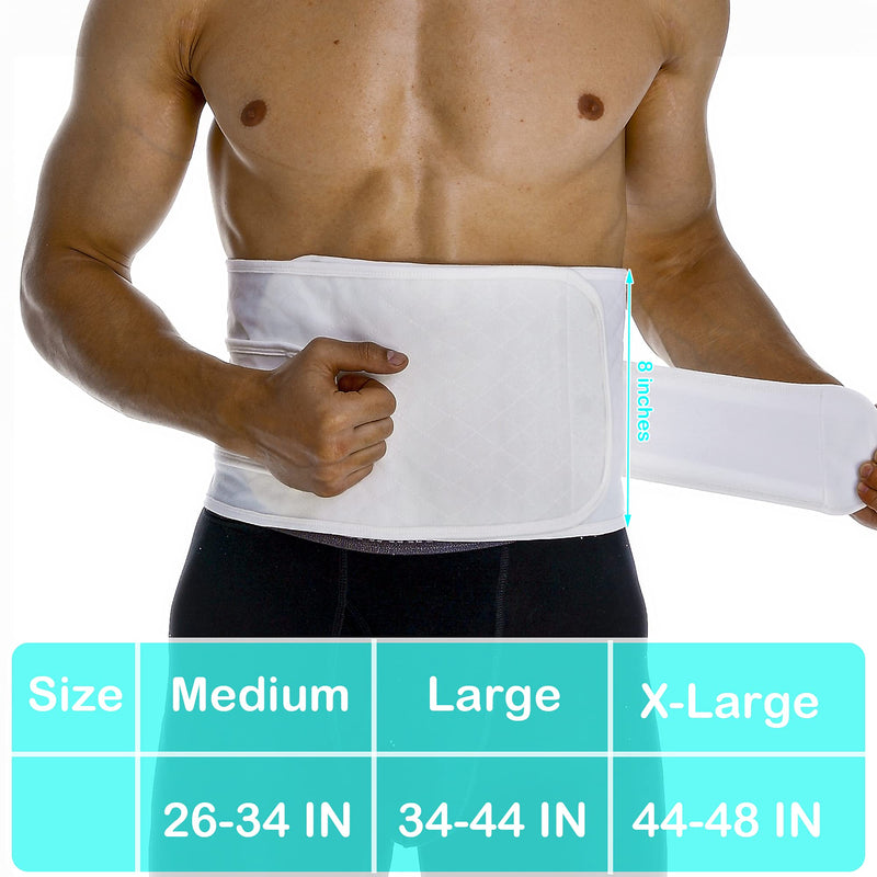 Hernia Belts for Men Abdominal Support Surgical Belly Binder Stomach Wrap Band After Surgery White Medium - NewNest Australia